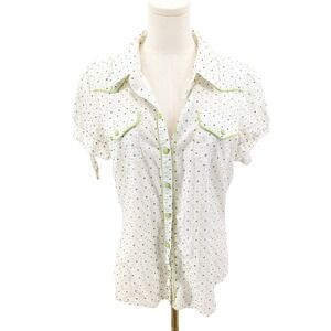 Ivy Jane Vintage Western Polka Dot Shirt Stitched Cotton Snap Front L